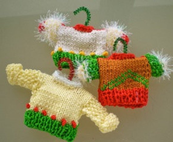 SET/3-Hand Knitted Mini Elegant Sweater Ornaments-Cotton hand