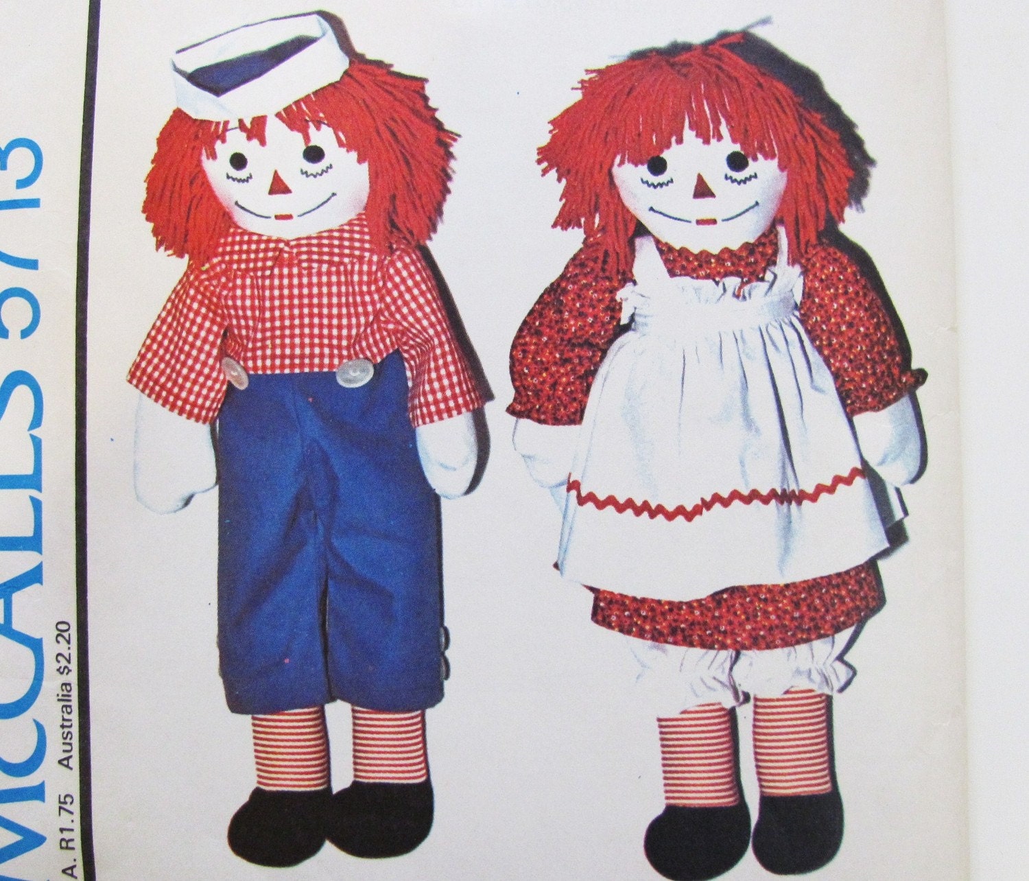 Raggedy Ann n Andy Doll Sewing Pattern in 4 SIZES. McCalls