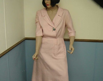 Plus Size Vintage 1960s Pink Shirtdress size 14