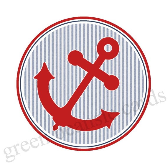 NAUTICAL SEERSUCKER Printable Cupcake Toppers Choose Anchor