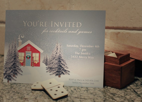 COZY WINTER NIGHT Christmas Printable Party Invitation Printing Available Il_570xn