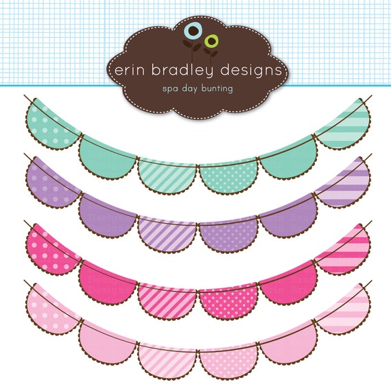Colorful Bunting Flags Clipart Clip Art for by ErinBradleyDesigns
