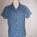 Vintage 80s Denim Shirt, Short Sleeve Top, Snap Front Shirt, Women's size medium