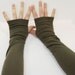 CUSTOM LISTING Arm Warmers in Dark Avocado Green - Organic Cotton - Fingerless Gloves
