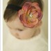 Colonial Rose Dark Silk Flower Hair Boutique Style HEADBAND - Black Band - With BLING Diamond Cluster Fits Babies and Toddlers