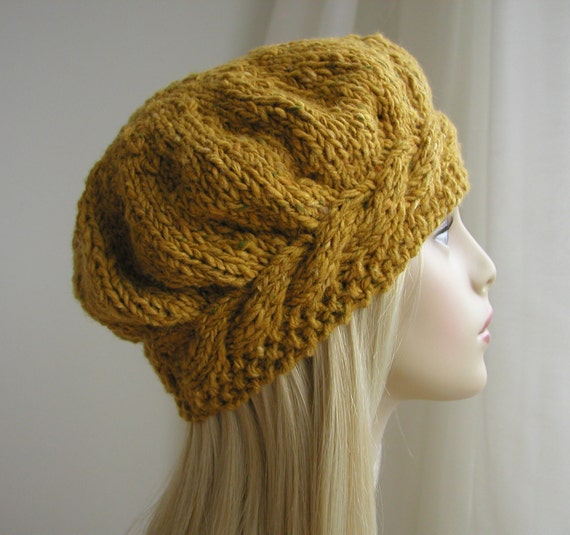 Weekend Cable Beret Tam Hat Knitting Pattern
