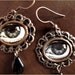 Black tears- surreal earrings with eyes and drops - illustrated jewelry