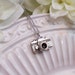 tiny camera necklace . silver