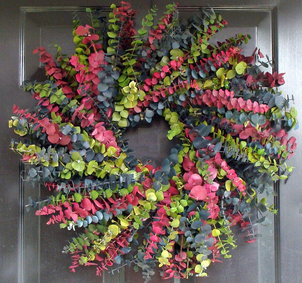 Eucalyptus Wreath, Preserved Dried Floral Wreath, Choose your Color Combination, Wall Decor
