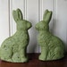 Vintage Paper Mache Green Rabbits - Set of Two