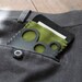 Linen and Leather Card Holder - Olive Green