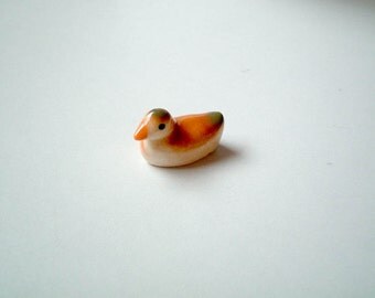 Mini Orange Brown Ceramic Duck, goose, tiny animal, mini animal, little animal, miniature animal, small animal, geese, swan, iammie