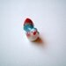Little Bright Blue with Red Wings and Bottom Ceramic Bird: mini animal, ceramic animal, tiny animal, small animal, little animal, decoration