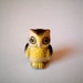 Owl Figure, miniature ceramic owl, brown yellow with black wings, tiny animal, mini animal, miniature ceramic, tiny, little owl, decoration