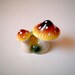 Ceramic Mushroom, Alice in Wonderland, Brown and Yellow, garden decor, decoration, small, tiny, miniature ceramic, iammie