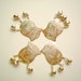 Set of FOUR Silver Embossed Aluminium Tulip with small bells, buttons, beads, metal, small, cute, elegant, pretty, vase, flower, petal