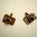 Camera Brass Charm, TWO Cute Kawaii Vintage-look, cartoon, metallic, small, mini, miniature, tiny, doll, photograph, travel, SALE