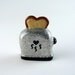Cute fridge magnet - Toaster, silver glitter, miniature food, refrigerator magnets, kitchen decor