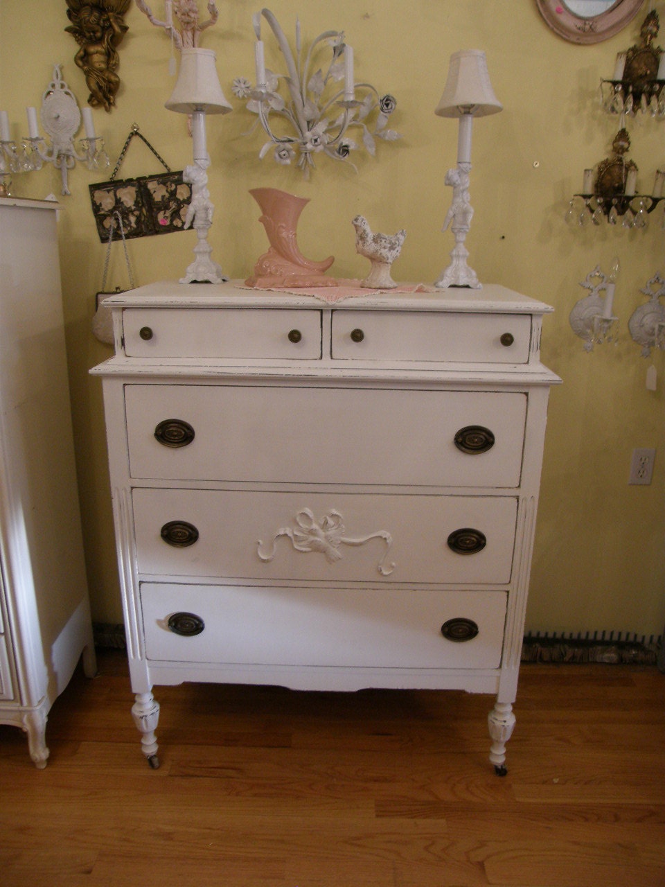 custom order chic antique dresser shabby white distressed tall