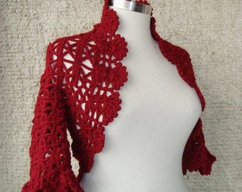 SPECIAL SALE Burgundy Crochet Shrug Any Season - Express Delivery