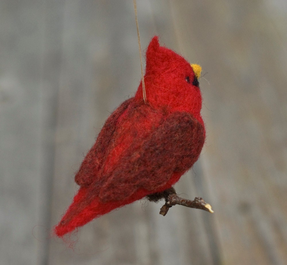 Needle Felted Friend Cardinal Ornament