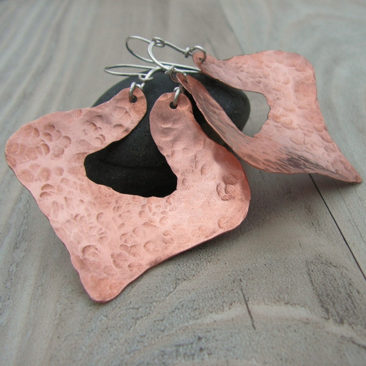 Lotus Petal Earrings Hammered Artisan Earrings
