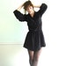 JET Black SILK 80s LS Mini Secretary Dress SMALL