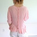 Confetti Popper Vintage 80s Slouchy Pink Printed Back Buttoned Peplum Blouse M/L
