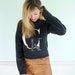 ON SALE Calvin Klein Vintage Early 90s Cropped LS Fitted Graphic Pullover Sweatshirt Xs