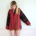 Ethnic Striped Woven Vintage 80s Bright Red and Black Layering Jacket LARGE L
