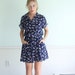Sea Shell Printed Vintage 80s SS Navy Blue Mini Dress S/M