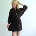 Black Lace Batwing Sleeve Mini Dress 70s Sheer Boho Summer SMALL