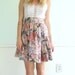 70s Floral Printed High Waist Pink Mini Skirt Full Circle Vintage XS