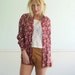 Red Floral Slouchy LS Button Down Shirt Vintage 90s Grunge LARGE L