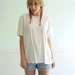White Silk Blouse Top - Vintage 90s - Short Sleeve - MEDIUM M