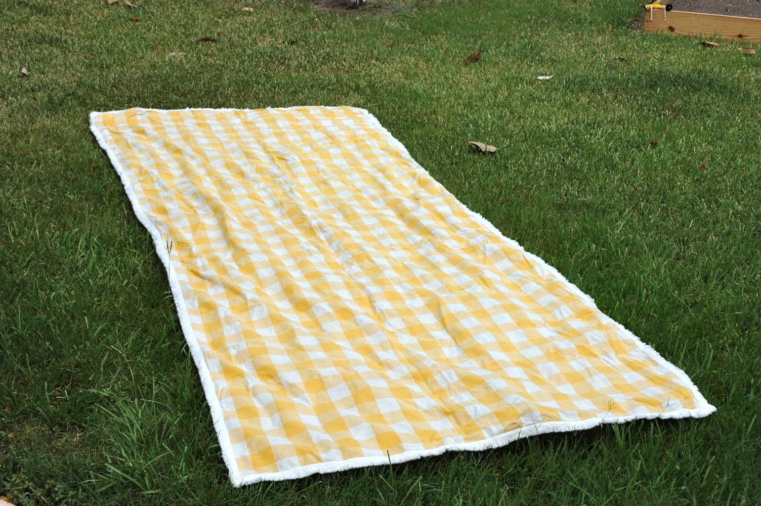Amazing Large Yellow Gingham Picnic Blanket or by HomegrownSignCo
