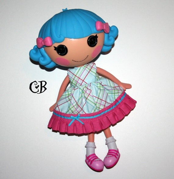 Blue Plaid Ruffle Dress for Lalaloopsy Dolls // by CrucialBaby