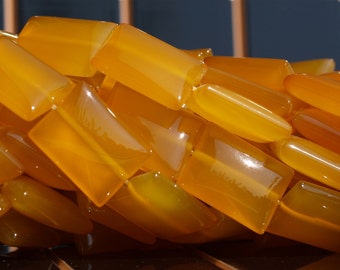 Yellow Chalcedony Agate 20 X 15 Mm Rectangle Gemstone Beads 15.5 Inches G35