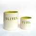 olives and pits .... hand built porcelain containers ... vessels