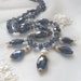 Holiday SALE, Royal Blue Kyanite Gemstone Choker Necklace,Elegant Drop Holiday Pearl Necklace,Handmade One of A Kind Designer Necklace 9047