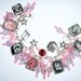 Shirley Temple Altered Art Charm Bracelet in Pinks