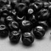 12 Vintage German Black Opaque Glass Pinched Wavy Round Beads 7mm