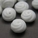 12 Vintage German Glass White Swirly Rondelle Saucer Beads 10mm
