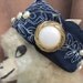 Navy Blue Embroidered Fabric Bracelet with Vintage Costume Jewelry Embellishments