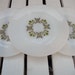 Five Anchor Hocking Milk Glass Plates with Meadow Green Pattern