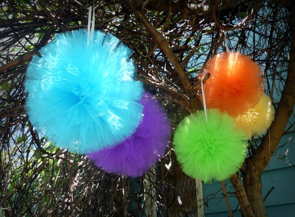 Large Tulle Pom Pom Balls Unique handmade decorations 12
