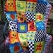 Baby, Toddler Quilt 42" x 52" with Primary Colors, Happy Face, Bugs, Geometric Design