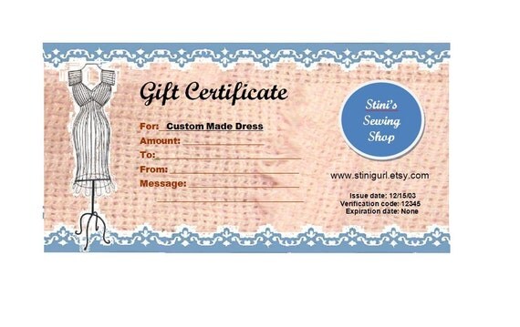 Gift Certificate to spend at Stini's Sewing Shop.
