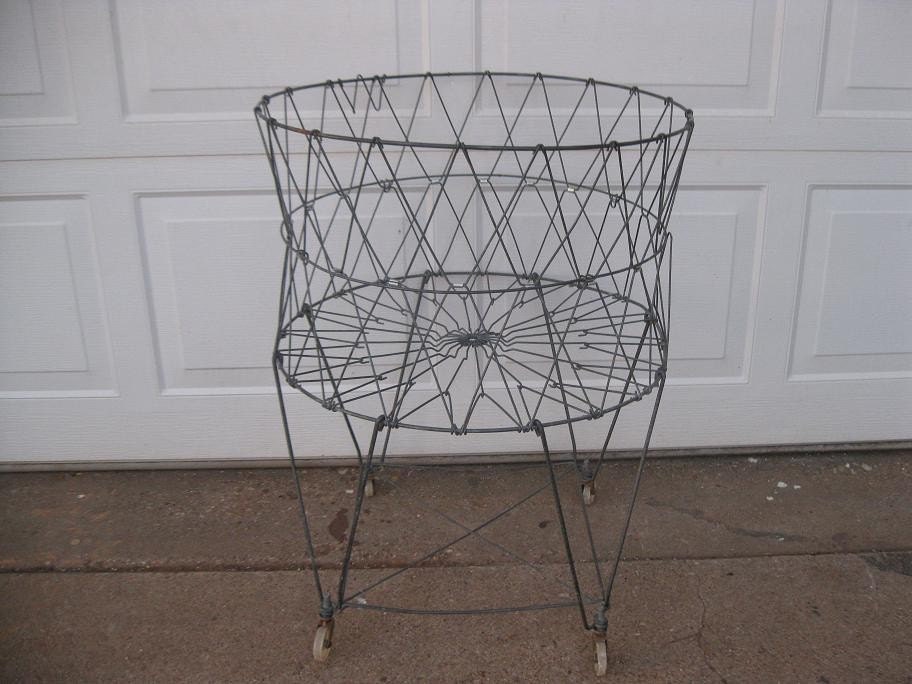 Vintage Collapsible Wire Laundry Basket