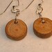 Earrings, Pierced, Dangle With Genuine With Genuine Sycamore Wood Circles